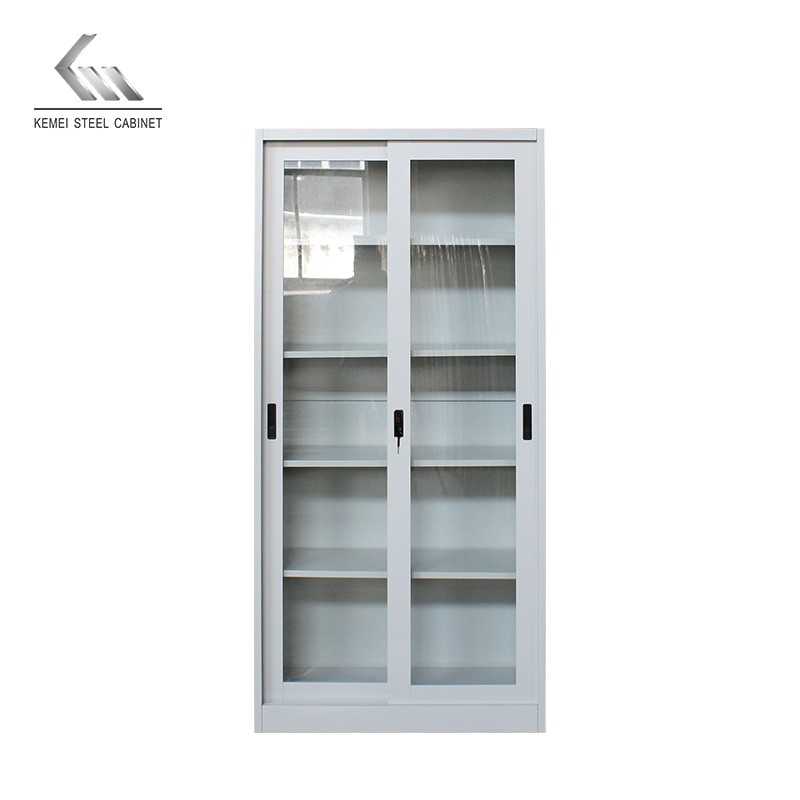 Office Furniture Customized Sliding Glass Door File Cabinet 2 Door 5 Layer Vertical Metal File Cabinets