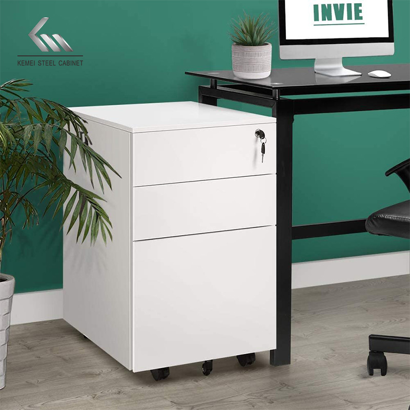 Office Filing Cabinet 3 Drawer Cabinet with Rolling Casters Factory