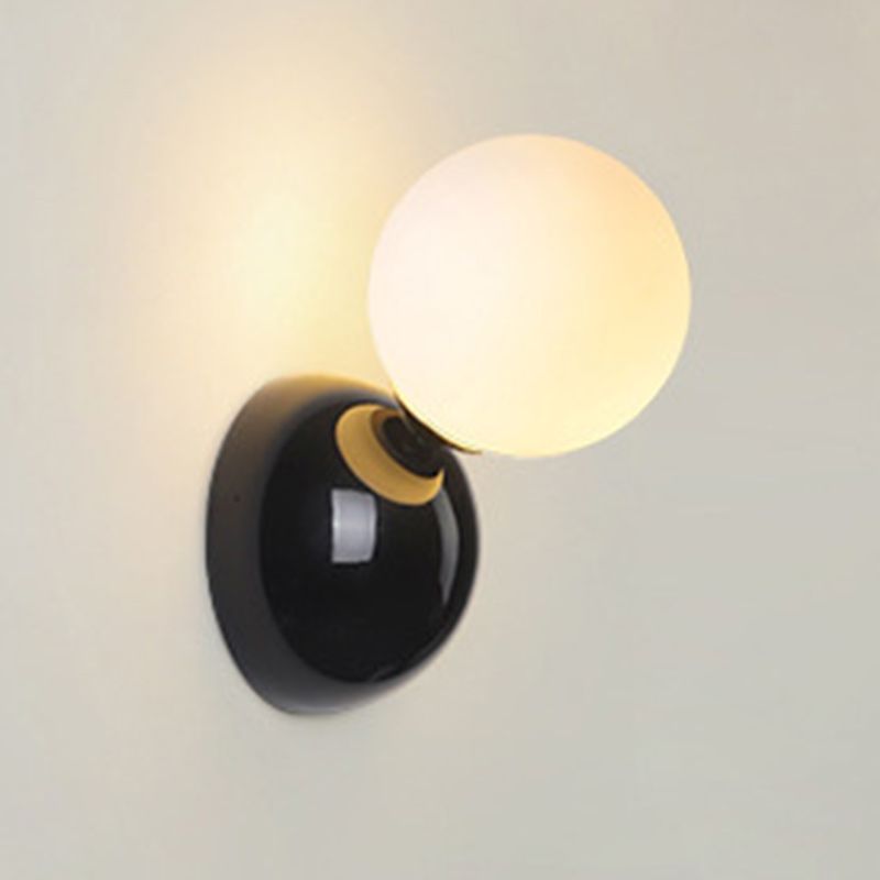 Modern Hardwired Metal Globe Wall Sconce with White Acrylic Shade - Indoor Lighting