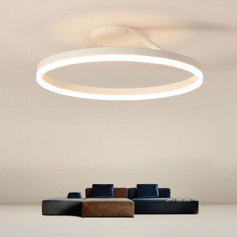 Acrylic Semi Flush Light Fixtures Oval Ring Modern Simplicity Bedroom Ceiling Flush Mount Lights