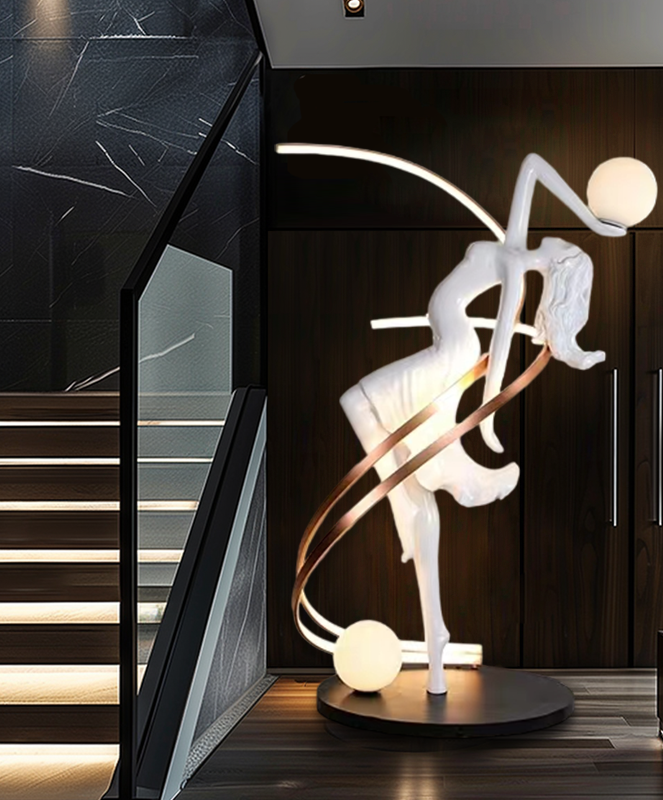 Modern Creative Loft Beauty Dancer Sculpture Floor Lamp Shopping Mall Clubhouse Sales Department Decoration Floor Lighting Standing Lights