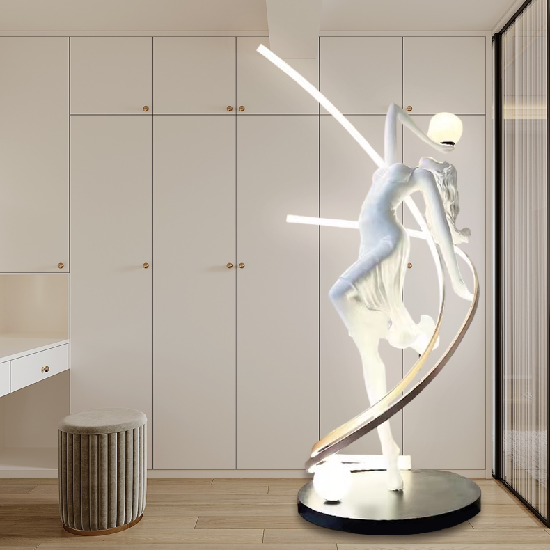 Modern Creative Loft Beauty Dancer Sculpture Floor Lamp Shopping Mall Clubhouse Sales Department Decoration Floor Lighting Standing Lights