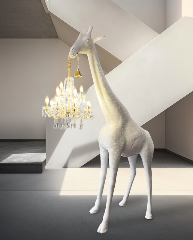 Creative Large Giraffe in Love floor Lamp Decorative Lighting High-End Hotel Lobby