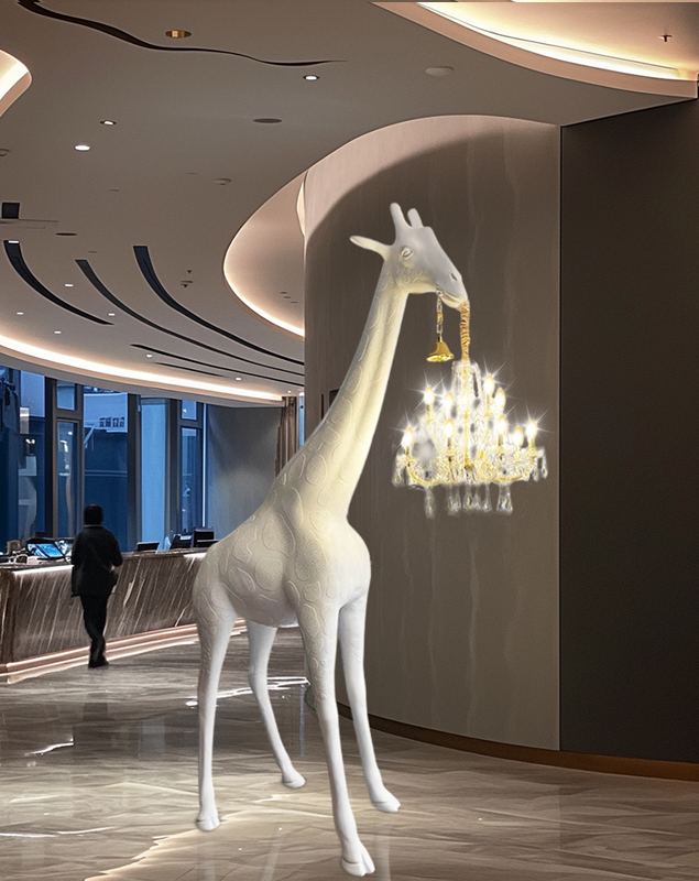 Creative Large Giraffe in Love floor Lamp Decorative Lighting High-End Hotel Lobby