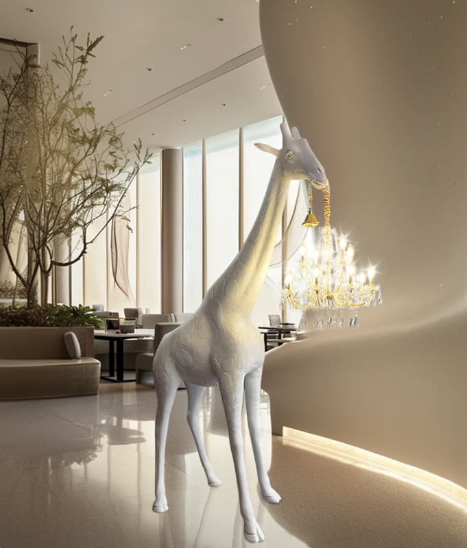 Creative Large Giraffe in Love floor Lamp Decorative Lighting High-End Hotel Lobby