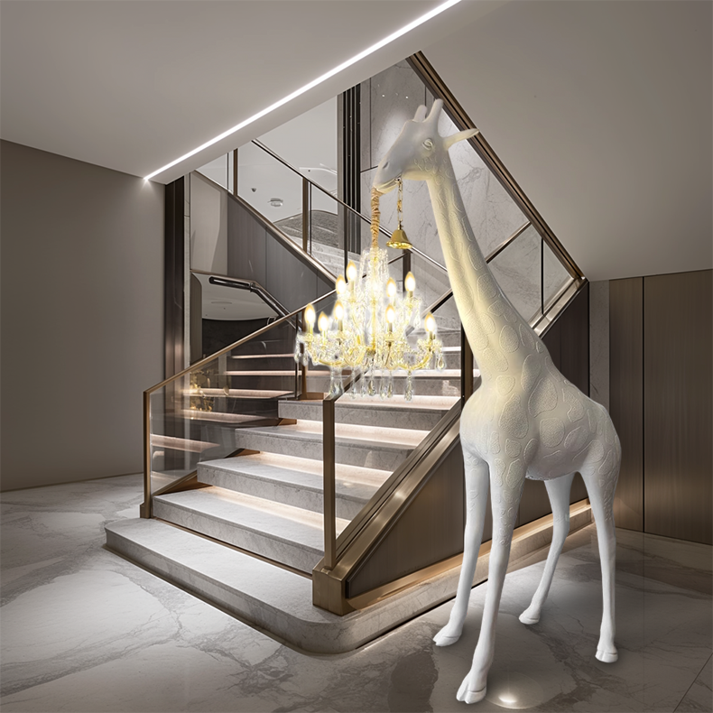 Creative Large Giraffe in Love floor Lamp Decorative Lighting High-End Hotel Lobby