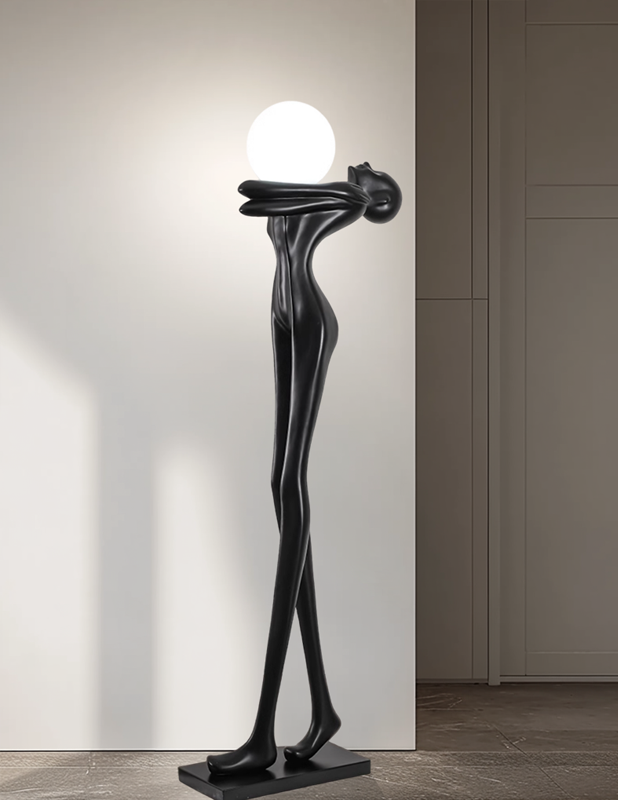 Human sculpture holding ball floor lamp designer exhibition hall villa sales department decoration lamp