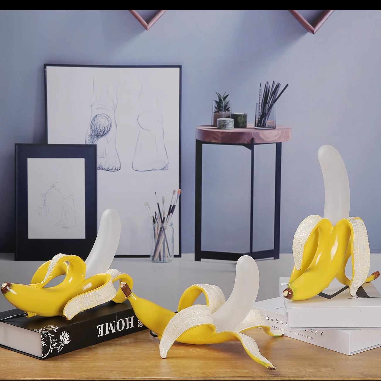 Modern Banana Table Lamp Plating/painting Resin Fruit Desk Lamp Light,Banana Decorations Lights for Office Kid Bedroom Bedside decor lighting Fixtures