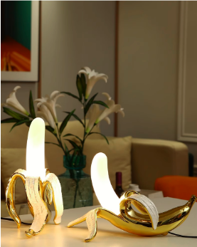 Modern Banana Table Lamp Plating/painting Resin Fruit Desk Lamp Light,Banana Decorations Lights for Office Kid Bedroom Bedside decor lighting Fixtures