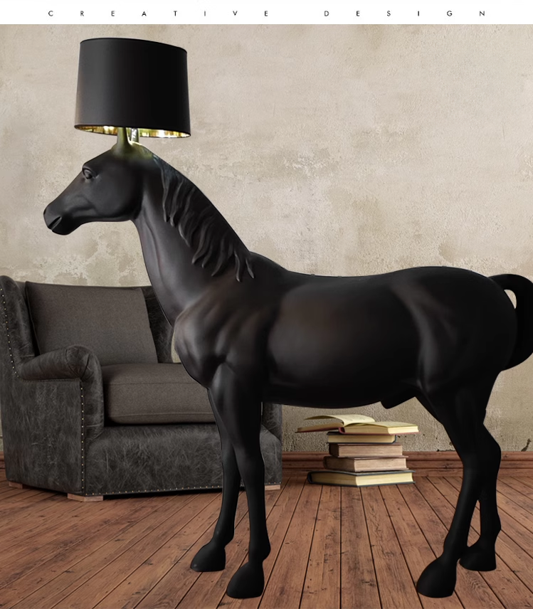 Modern Simple Standing Big Horse Led Floor Lamp for Project Lobby Lighting