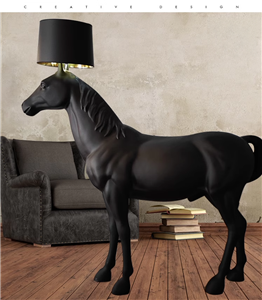 Modern Simple Standing Big Horse Led Floor Lamp for Project Lobby Lighting