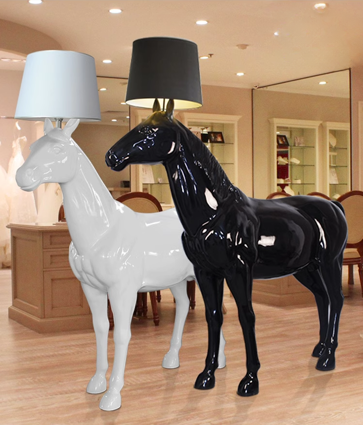 Modern Simple Standing Big Horse Led Floor Lamp for Project Lobby Lighting