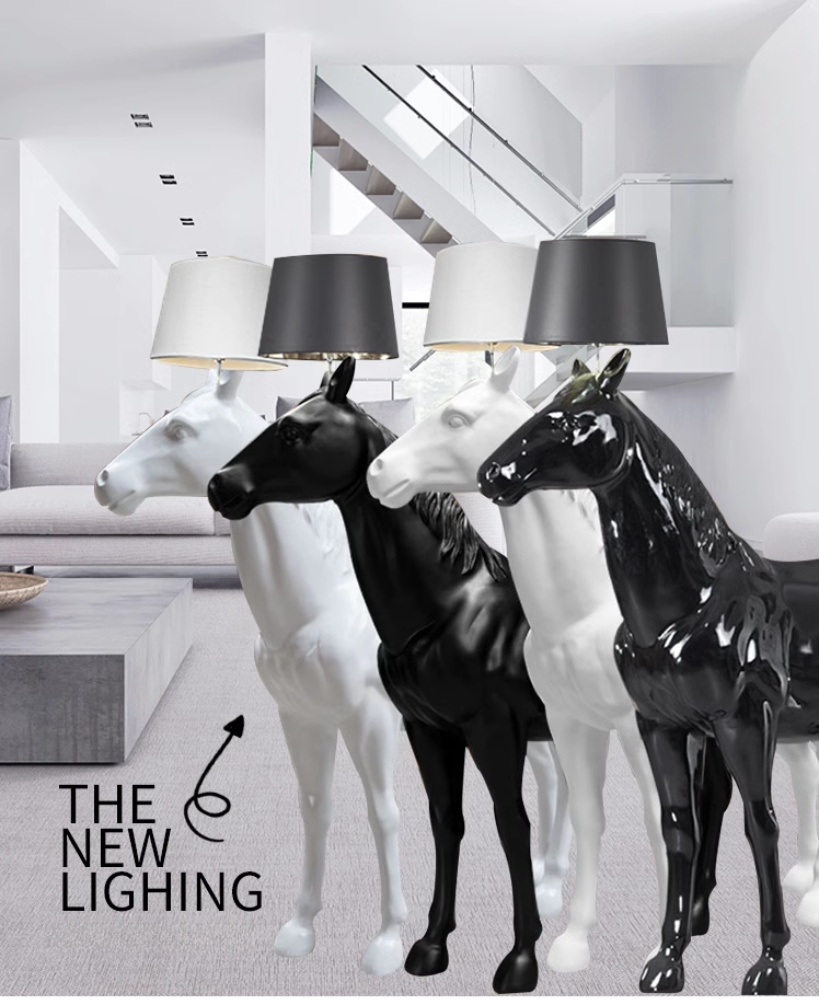 Modern Simple Standing Big Horse Led Floor Lamp for Project Lobby Lighting