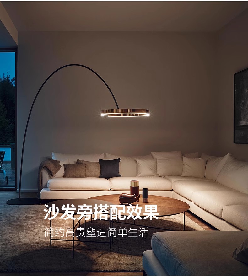 Nordic Contemporary LED Floor Lamp Modern Circle Wrought Iron Art Luminaires for Living Room Bedroom Pink Plastic Sofa Home