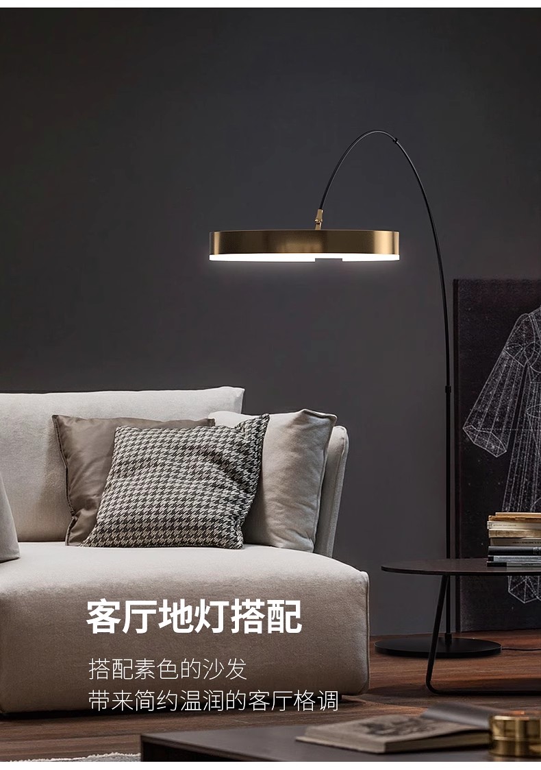 Nordic Contemporary LED Floor Lamp Modern Circle Wrought Iron Art Luminaires for Living Room Bedroom Pink Plastic Sofa Home
