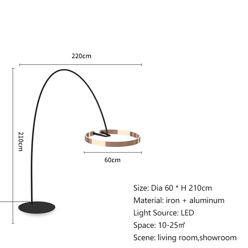 Nordic Contemporary LED Floor Lamp Modern Circle Wrought Iron Art Luminaires for Living Room Bedroom Pink Plastic Sofa Home
