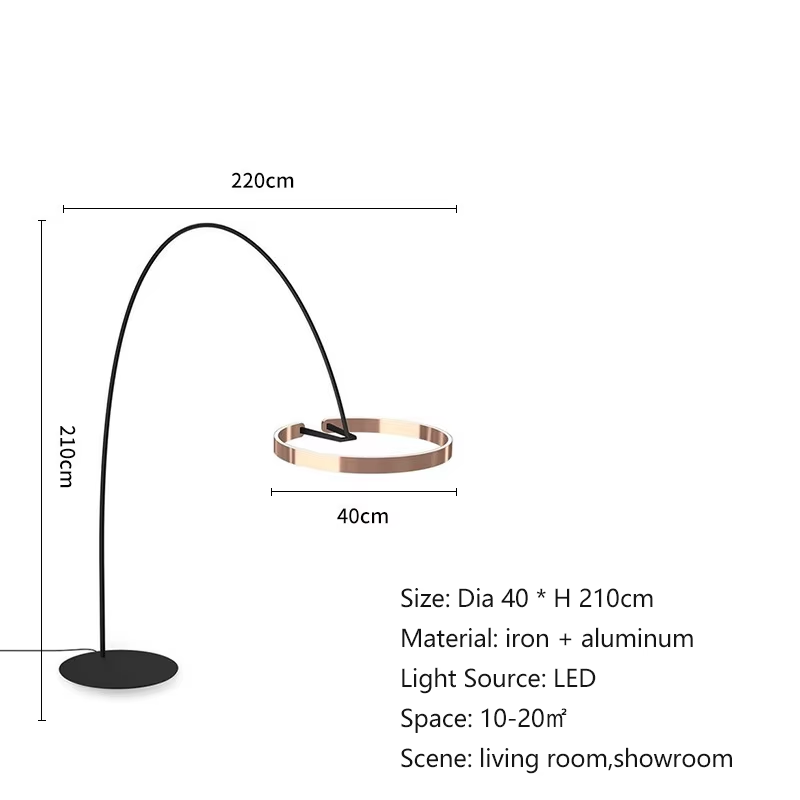 Nordic Contemporary LED Floor Lamp Modern Circle Wrought Iron Art Luminaires for Living Room Bedroom Pink Plastic Sofa Home