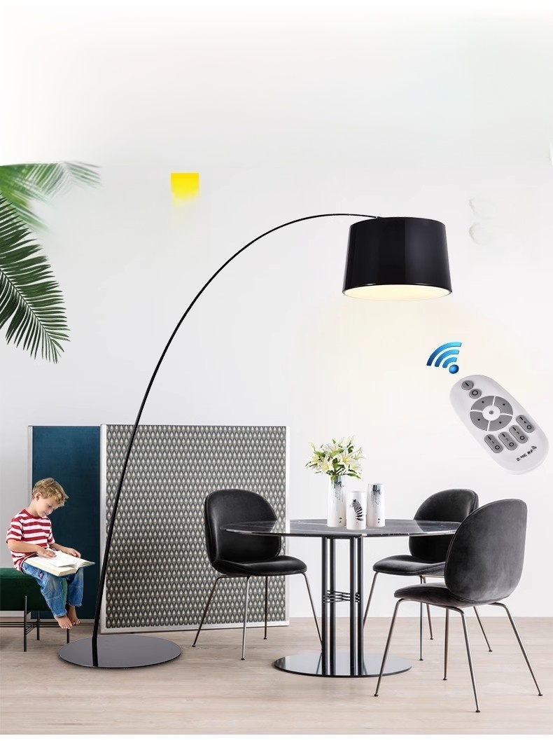 Modern Nordic Classical Home Hotel Living Room Fishing Standing Light Bedroom Black Floor Lamp