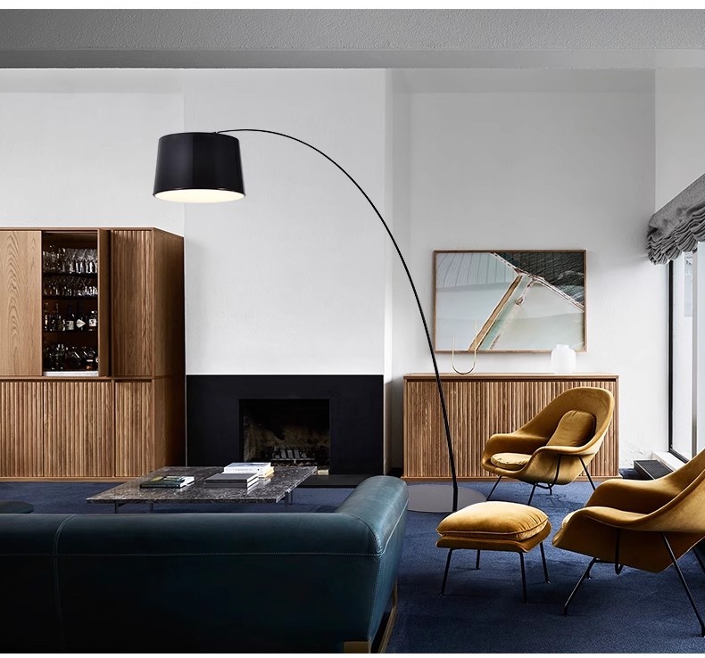 Modern Nordic Classical Home Hotel Living Room Fishing Standing Light Bedroom Black Floor Lamp