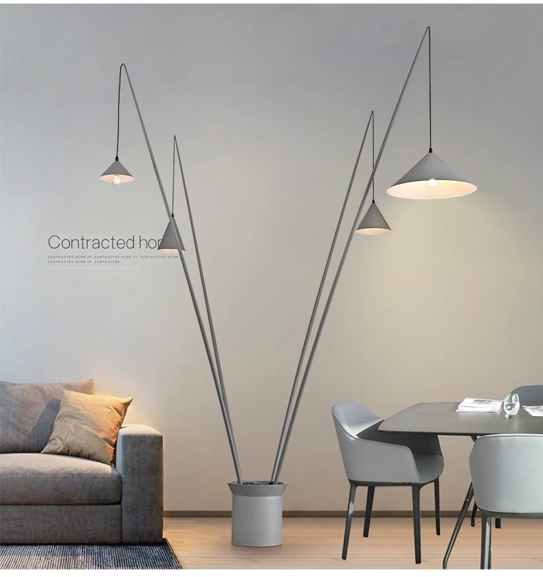 Modern Minimalist Fishing Floor Lamps Nordic Designer1-4 Heads Metal Standing Light for Villa Living Room Hotel Hall Lamps