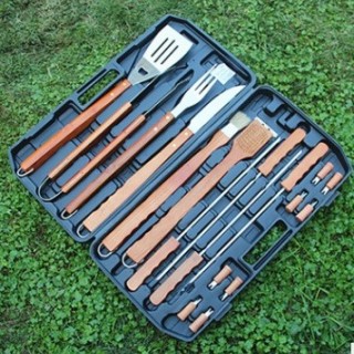 Wooden Bbq Tool Box Grill Set Portable