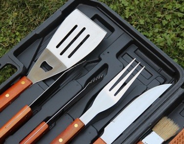 Charcoal Tong Meat Fork Barbecue 18 Bbq Pcs Set Wooden
