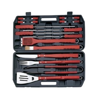 Charcoal Tong Meat Fork Barbecue 18 Bbq Pcs Set Wooden