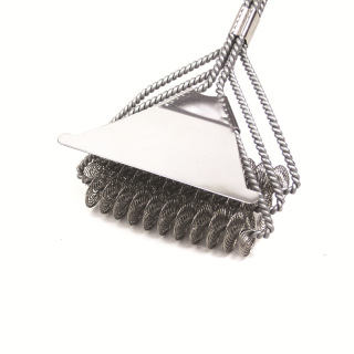 three-head spring barbecue brush anti-pinch stainless steel grill cleaning brush