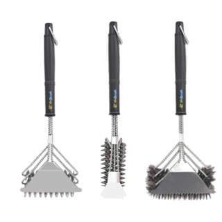 three-head spring barbecue brush anti-pinch stainless steel grill cleaning brush