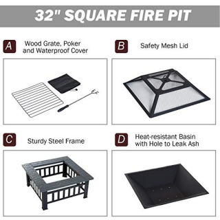 Multi-Functional Design Outdoors Wood bbq Charcoal Fire Pit Grill