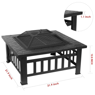 Multi-Functional Design Outdoors Wood bbq Charcoal Fire Pit Grill