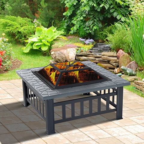 Multi-Functional Design Outdoors Wood bbq Charcoal Fire Pit Grill