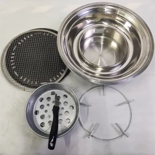 Perkhemahan Keluli tahan karat Mudah Alih Luaran Arang gril bbq bulat Mesh dan cakera