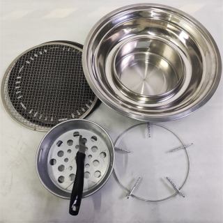 Portable Stainless steel camping Outdoor Charcoal bbq grill round Mesh and disc