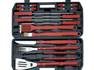 hot selling 18pcs portable wooden handles stainless steel bbq tools set
