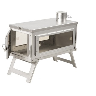 Titanium color Stain steel outdoor hiking wood burning tent stove side glass window