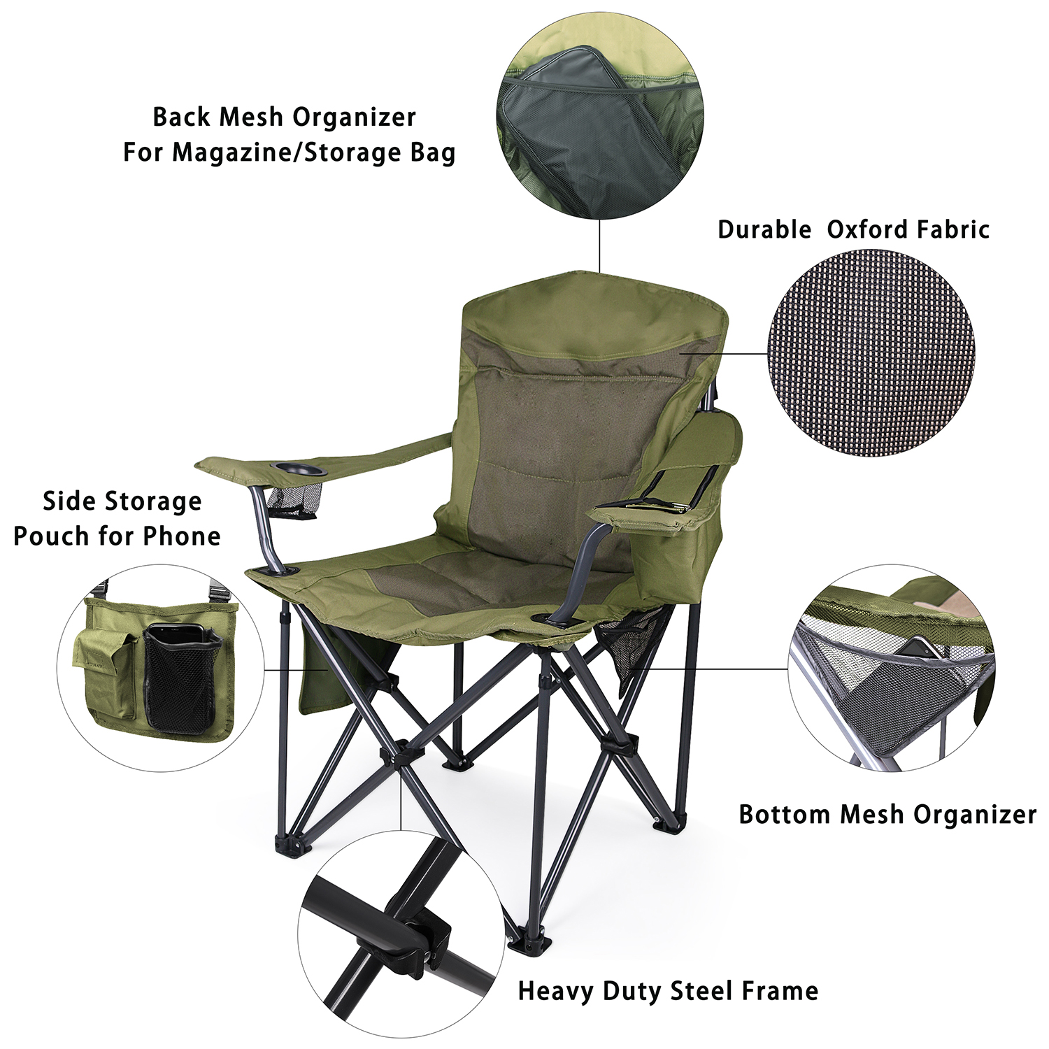 Supply Big Size Folding Camping Fishing Chair with Arms Wholesale Factory -  Hexagon