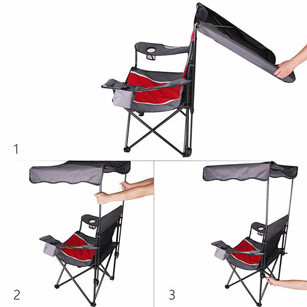 Folding beach chair with canopy