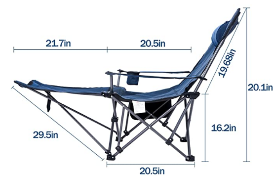 portable folding beach chair with footrest