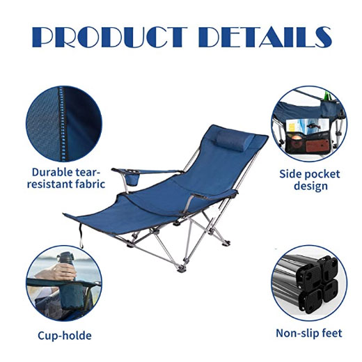 portable folding beach chair with footrest