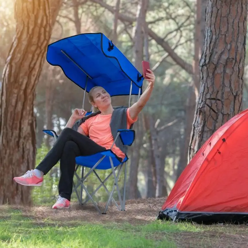 Folding beach chair with canopy