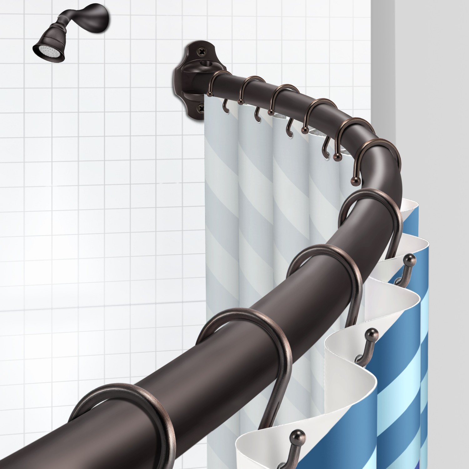 Supply Bathroom Adjustable Curved Shower Rod Wholesale Factory Foshan