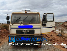 DC powered electric air conditioner for truck cabin