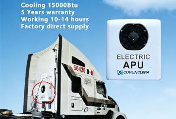 Corunclima elektrische APU levert stationair draaiende koeling voor wagenparken.