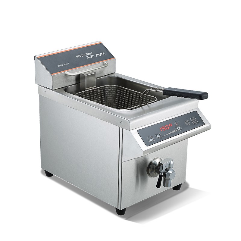 Commercial Countertop Induction Fryer With Drain Tap