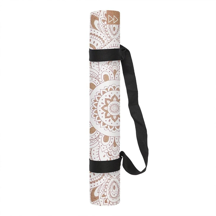 eco friendly logo premium quality pattern cork yoga mat white print