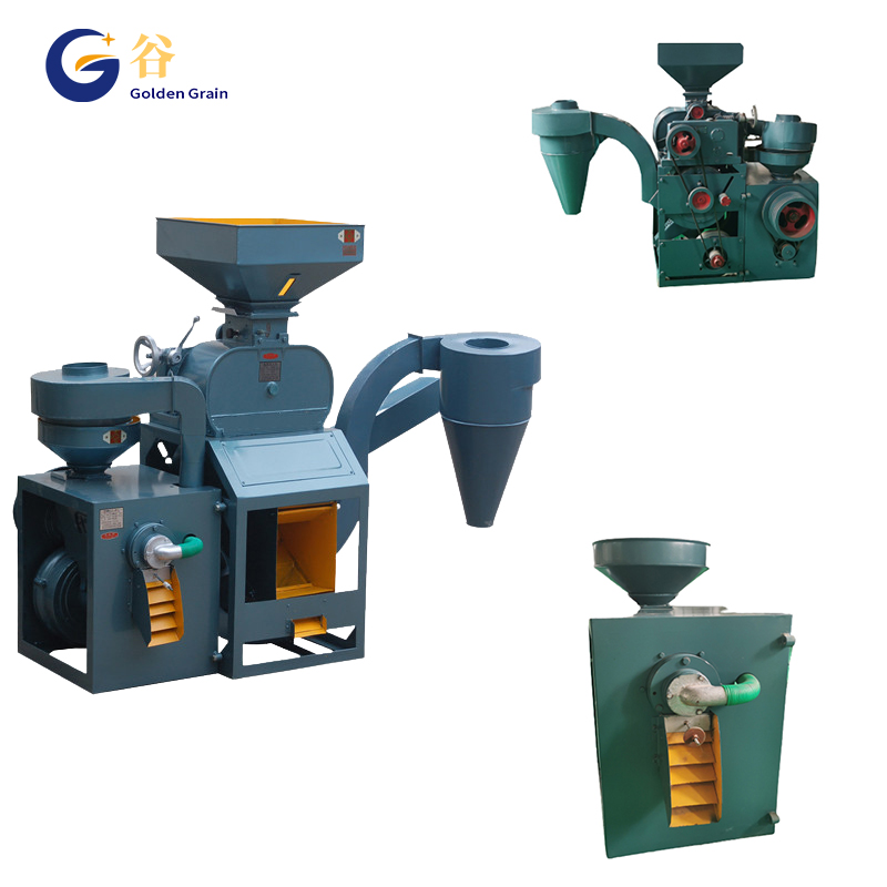 Combination of horizontal huller and rice mill