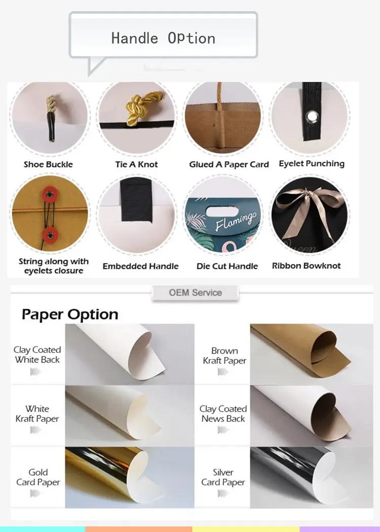 White Flat Handle Printed Paper Bags