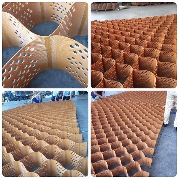 Textured Perforated HDPE Honeycomb Driveway Gravel Grid Geocell