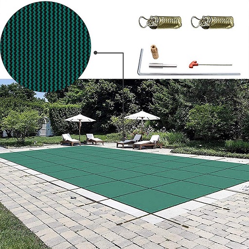 Inground Swimming Pool Safety Cover Mesh Solid Pool Winter Cover